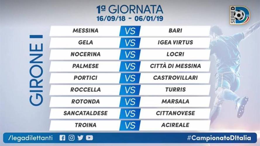 calendario nocerina prima giornata