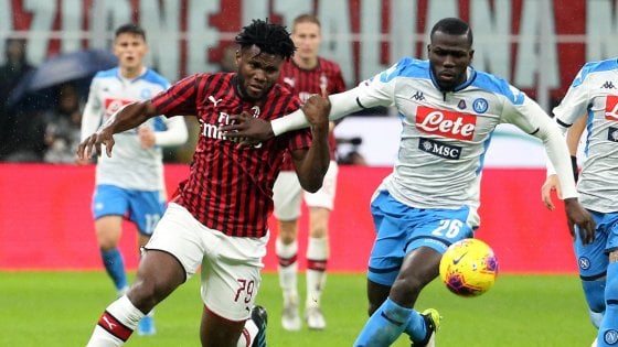 Una fase della gara MIlan-Napoli